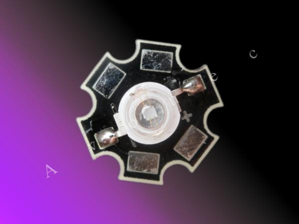 3W High Power LED auf Starplatine 410nm - 420nm UV-A/ actinic blue